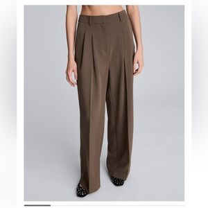 Kenneth Cole Brown Women’s High Rise Pleated Wide-Leg Pants